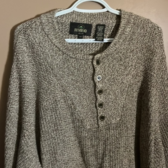 90’s sweater heathered brown 1/4 button - Picture 2 of 4